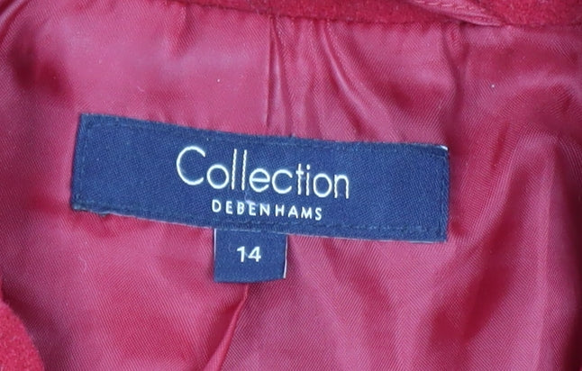 Debenhams Women Red Wool Long Overcoat Size 14