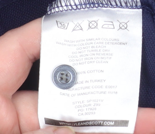 Lyle & Scott Men's Navy Blue Short Sleeve Cotton Polo XXL