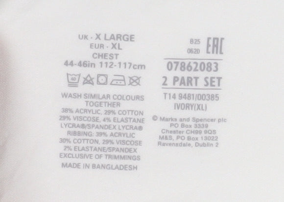Marks & Spencer Men Ivory XL Thermal Short Sleeve Crew Neck T-Shirt