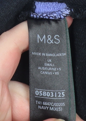 Marks and Spencer Men's Blue Striped Crew Neck Sweatshirt Size S