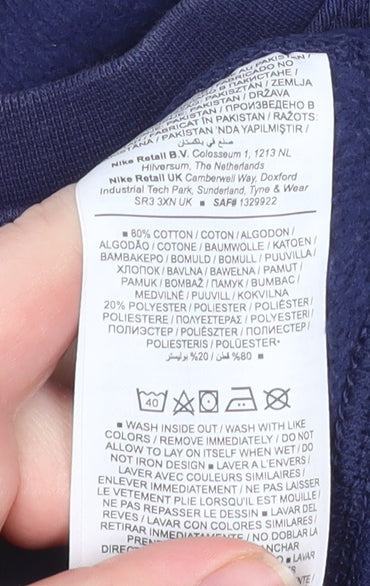 Nike Men's Blue Pullover Sweatshirt L Crew Neck Logo Fleece