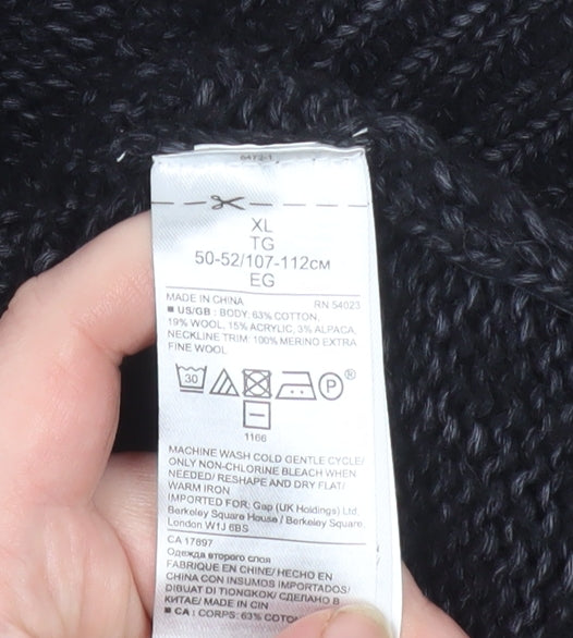 Banana Republic Men's Black XL Cable-Knit Cotton Wool Jumper