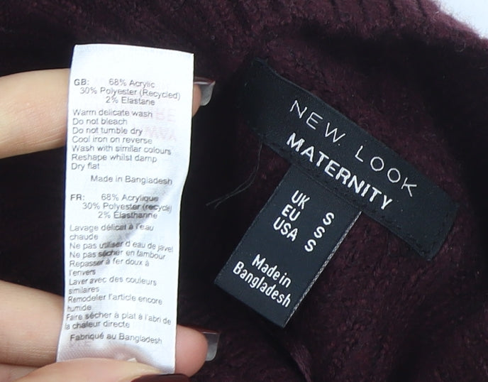New Look Women Maternity Red Mock Neck Long Sleeve Tunic Jumper Size S
