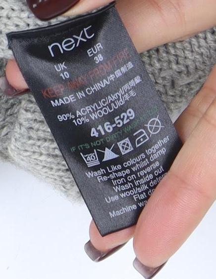 Next Women’s Grey Cable Knit Long Cardigan UK 10 Wool Blend