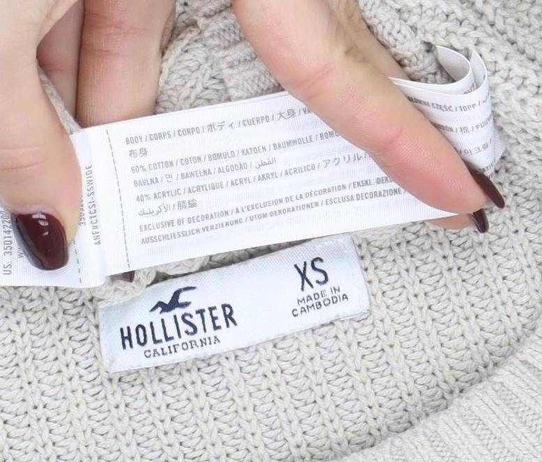 Hollister Womens Beige Knit Crew Neck Pullover Jumper XS