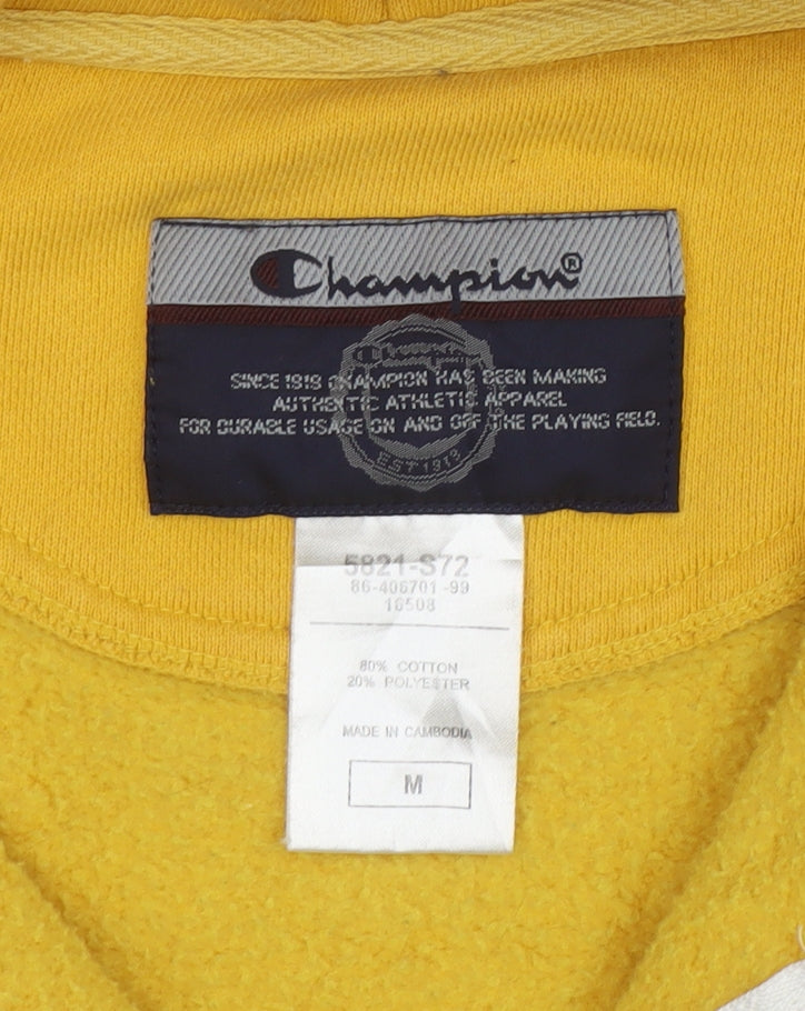 Champion Womens Yellow Full Zip Hoodie Cotton Blend M