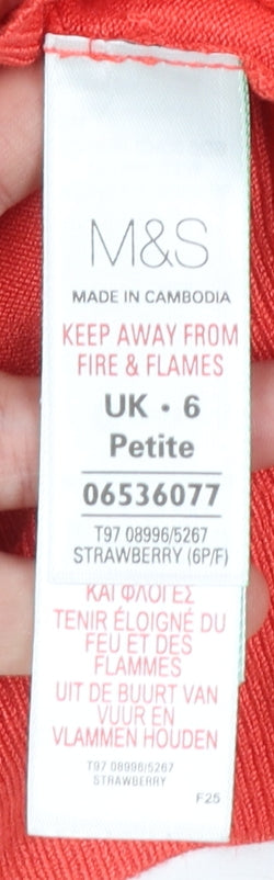 Marks and Spencer Women’s Red Petite Size 6 Crew Neck Cardigan