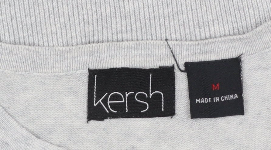 Kersh Women's Grey V-Neck Button Cardigan Knit M