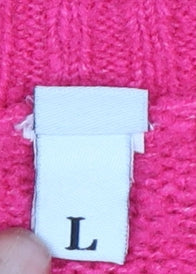 Brave Soul Women’s Pink Cable-Knit V-Neck Jumper Size L