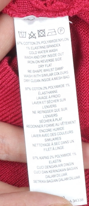 French Connection Women's Red Lace Knit Pullover Jumper XS