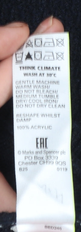 Marks & Spencer Men's Black Full Zip Acrylic Jumper Size S