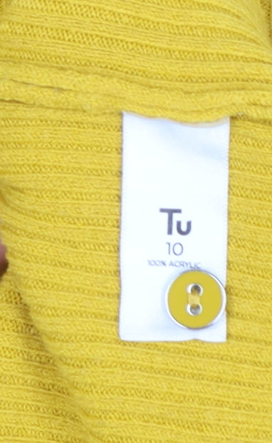 Tu Women’s Yellow Roll Neck Rib Knit Jumper Size 10