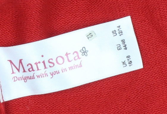 Marisota Women Red Short Sleeve Knit Cardigan Size 16/18