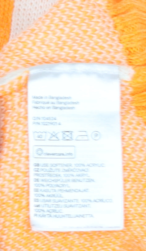H&M Women’s Orange Check Pullover Jumper XL Knit Acrylic