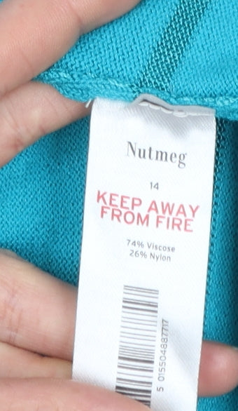 Nutmeg Women Green Size 14 Open Knit Cardigan