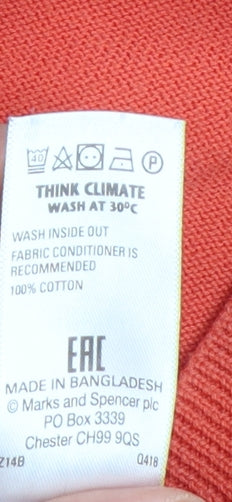 Marks & Spencer Women Orange V-Neck Cotton Jumper Size S