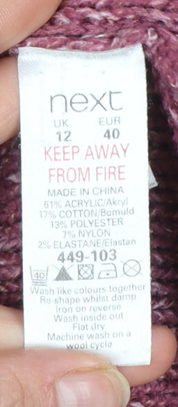 Next Women’s Purple Roll Neck Cable-Knit Jumper Size 12