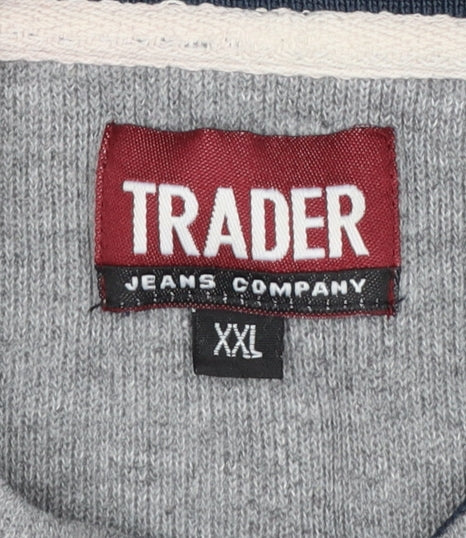 Trader Jeans Company Mens Grey 2XL 1/4 Zip Sweatshirt