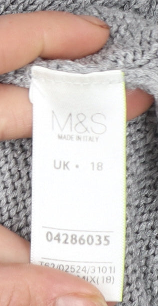 Marks & Spencer Per Una Women’s Grey Asymmetric Knit Jumper Size 18