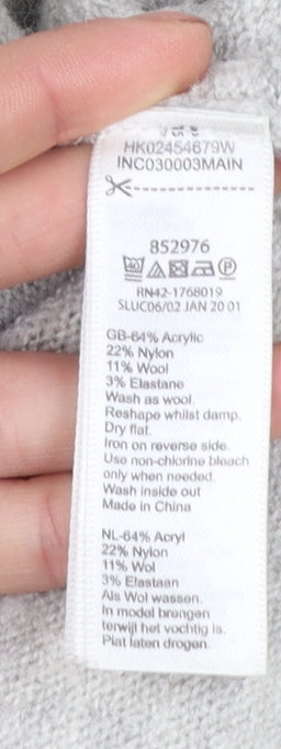 Monsoon Women's Grey Hooded Knit Pullover Jumper Size S