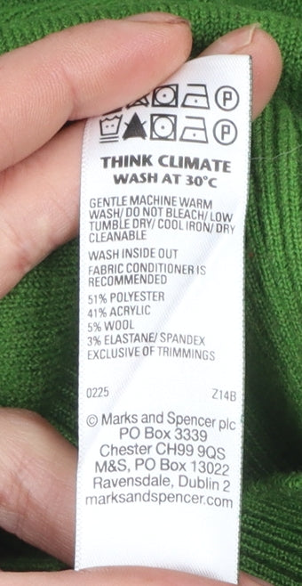 Marks & Spencer Women's Green V-Neck Pullover Jumper XS
