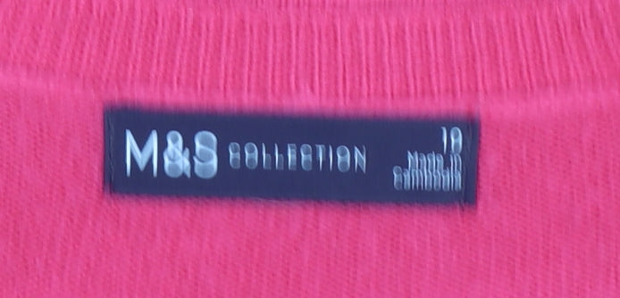 Marks and Spencer Women’s Pink V-Neck Acrylic Jumper Size 10