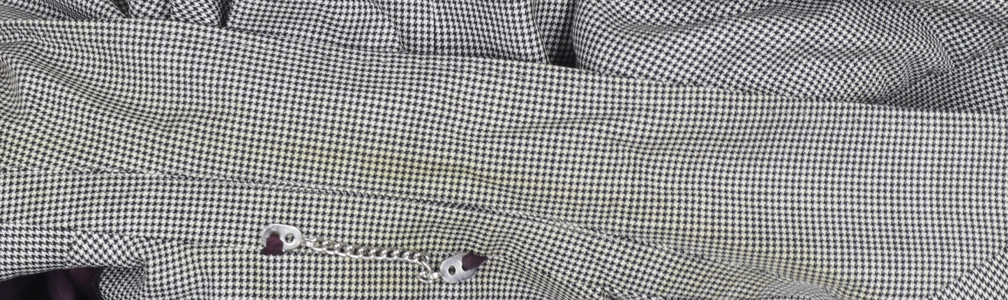 Austin Reed Women's Grey Wool Houndstooth Blazer Jacket Size 16 Classic Fit
