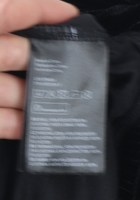 H&M Divided Women Black Velvet Full Zip Hoodie L