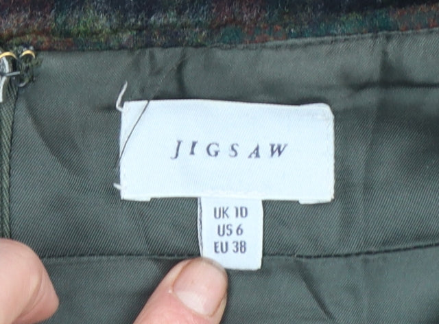 Jigsaw Women’s Multicoloured Wool A-Line Plaid Skirt Size 10