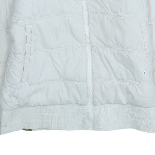 Adidas Womens White Puffer Jacket M Quilted Sports Style