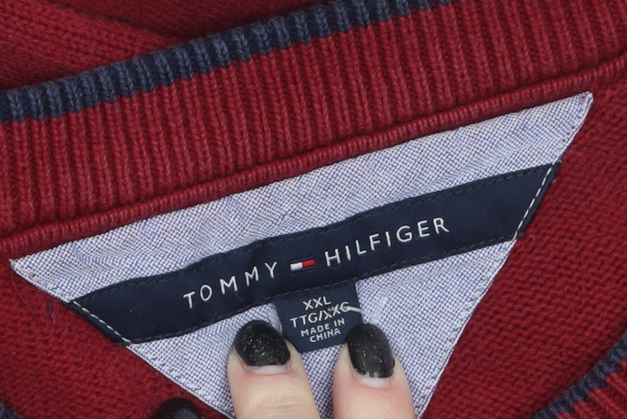 Tommy Hilfiger Men Red 2XL Crew Neck Pullover Jumper