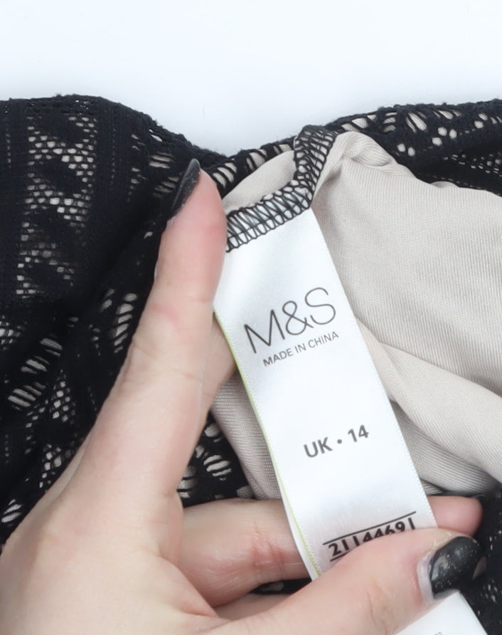 Marks and Spencer Women Black Lace Sheath Dress Size 14