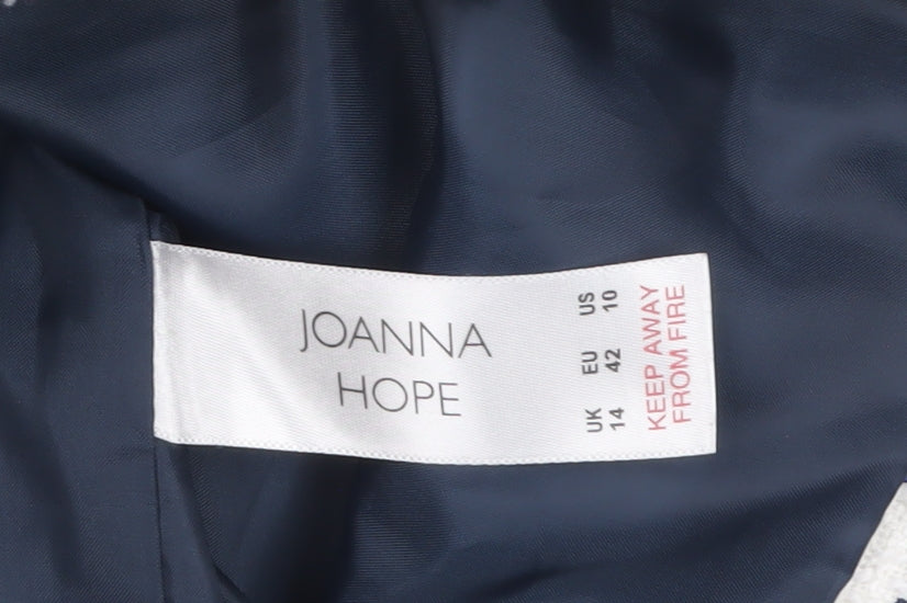 Joanna Hope Women's White Check Mid-Length Zip Coat UK 14