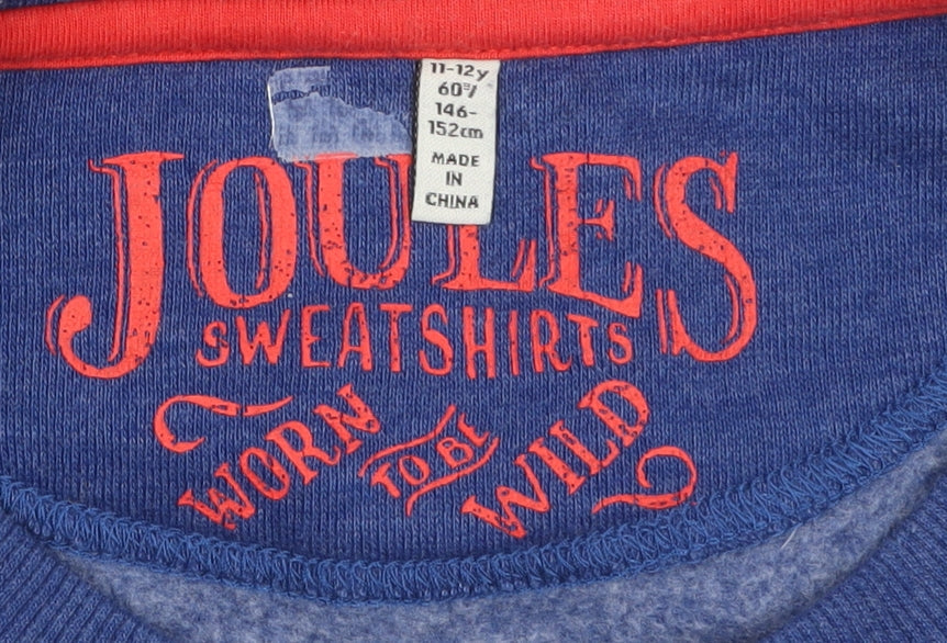 Joules Boys Blue Shark Graphic Pullover Sweatshirt 11-12 Years