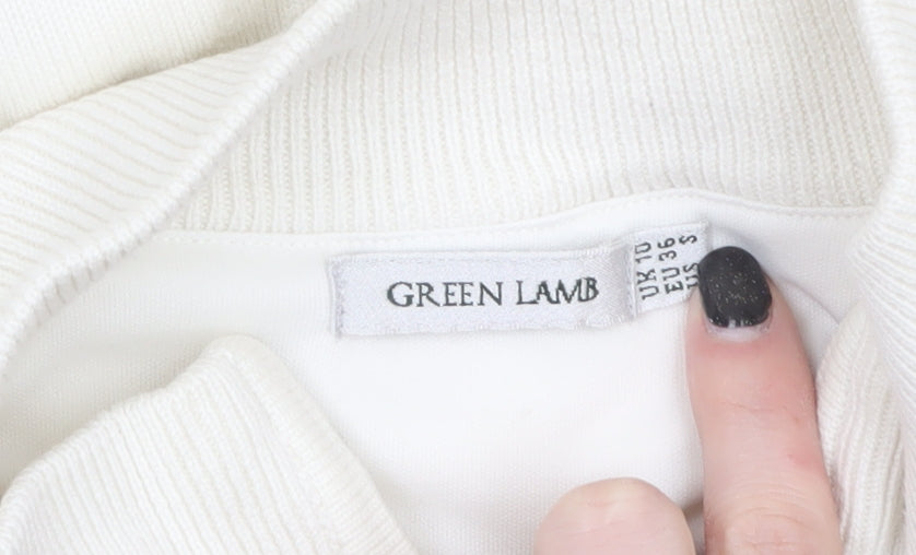 Green Lamb Women’s Ivory Argyle 1/2 Zip Jumper Size 10