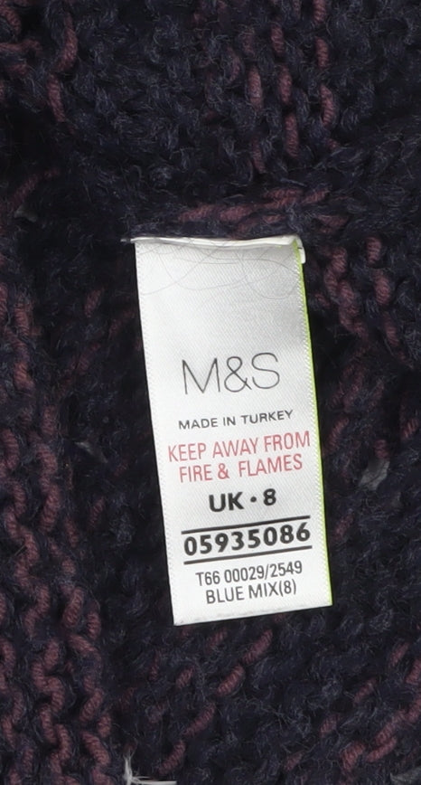 Marks & Spencer Women Blue Mix Size 8 Knit Pullover Jumper