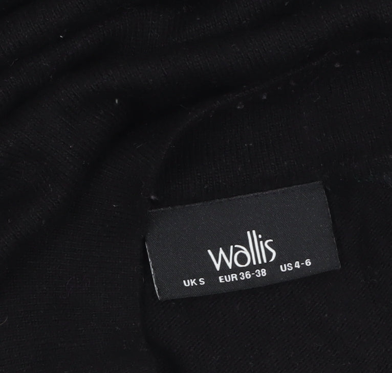 Wallis Women’s Black Mock Neck Lace Shoulder Knit Jumper Size S