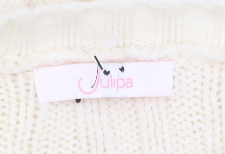 Julipa Women’s Ivory Cable Knit Long Sleeve Pullover Jumper Size 16/18