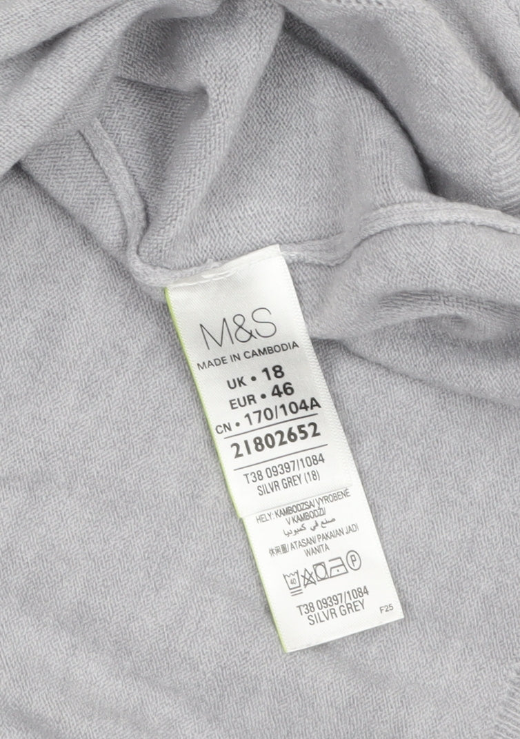 Marks & Spencer Women’s Grey Roll Neck Knit Jumper Size 18