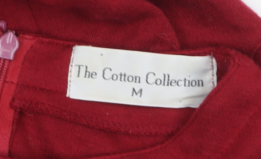 The Cotton Collection Red Fit & Flare Knit Dress Women M Long Sleeve