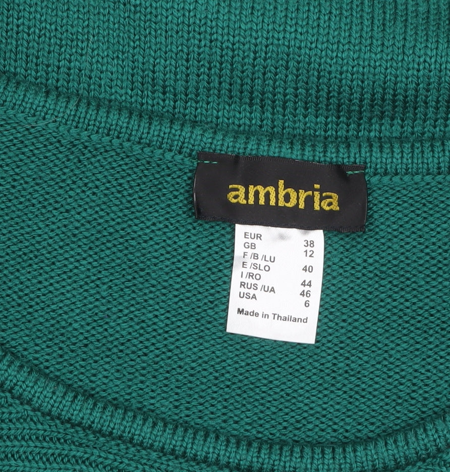 Ambria Women's Green Size 12 Pullover Jumper Knit Acrylic Long Sleeve
