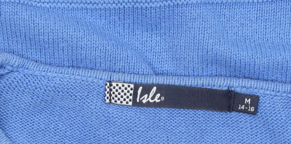 Isle Women Blue Cotton 3/4 Sleeve Pullover Jumper Size 14-16