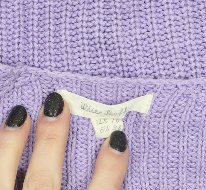 White Stuff Women’s Purple Cotton Chunky Knit Jumper UK 10