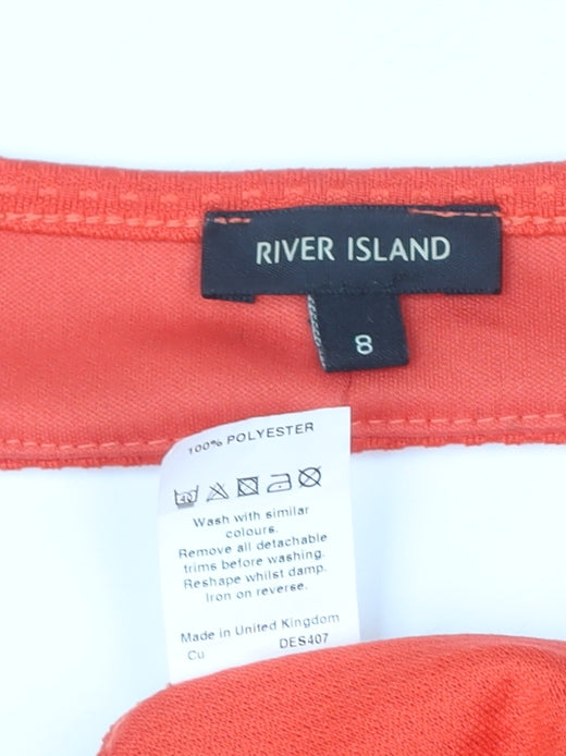 River Island Womens Orange Peplum Sleeveless Blouse Size 8