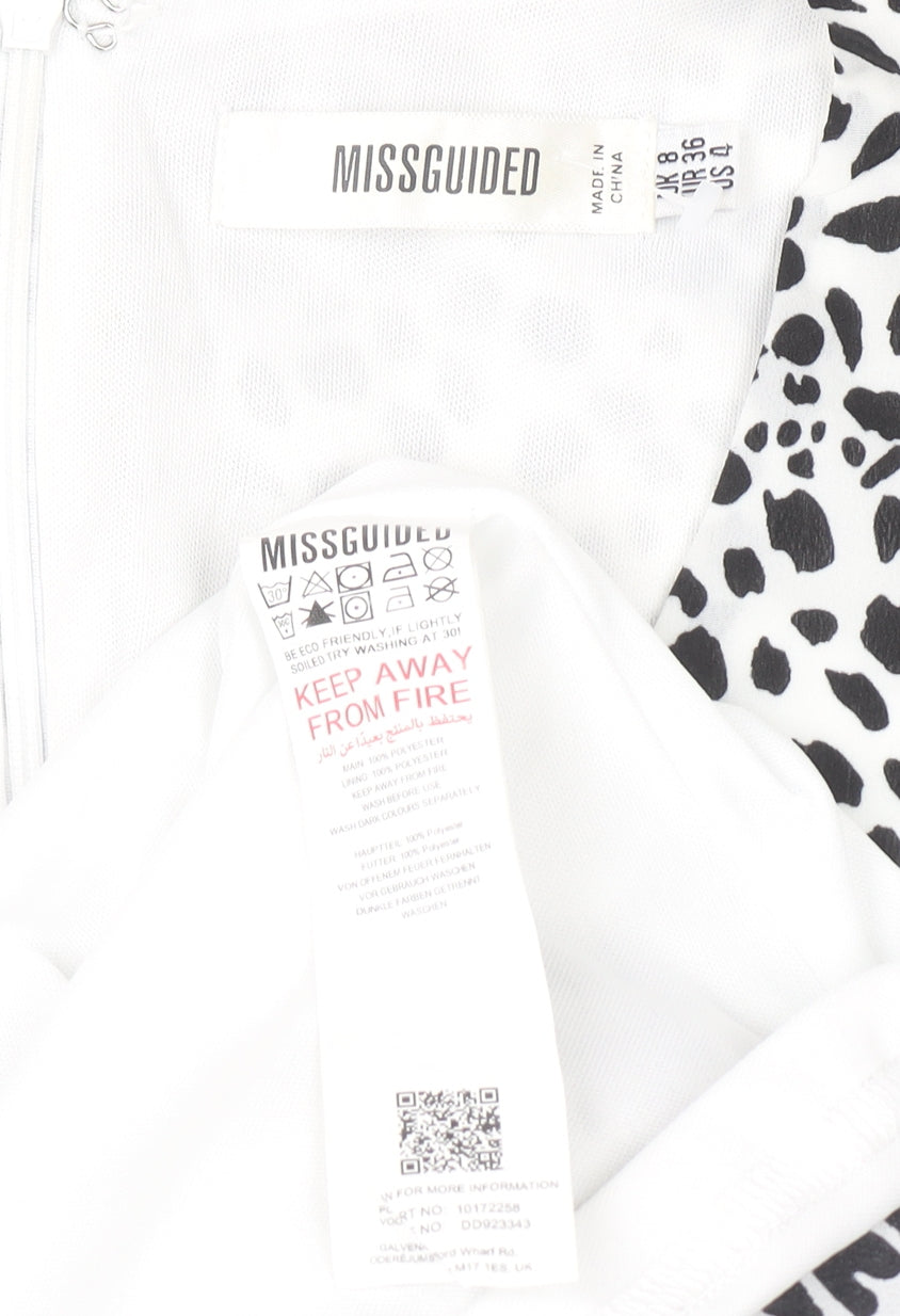Missguided Women's Black Animal Print Short Wrap Dress Size 8