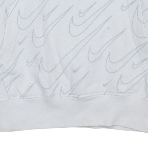 Nike Mens White XS Hoodie Graphic Print Pullover Sweatshirt