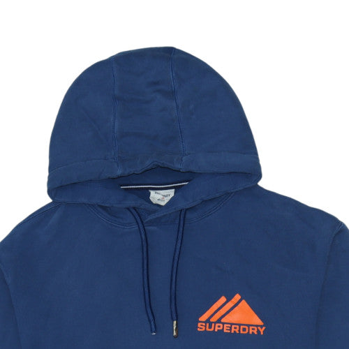 Superdry Men's Blue Pullover Hoodie Size M Regular Fit Sports Logo