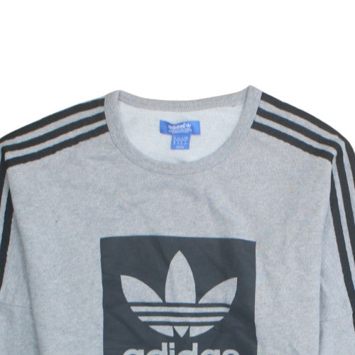 Adidas Mens Grey Crew Neck Pullover Sweatshirt XS Trefoil Logo