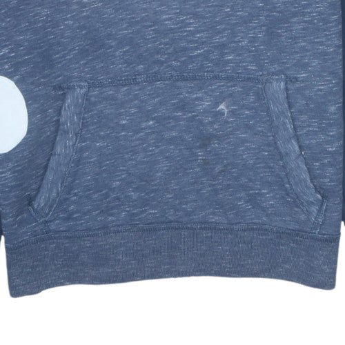 Hollister Men Blue Pullover Hoodie S Logo Graphic Cotton Blend