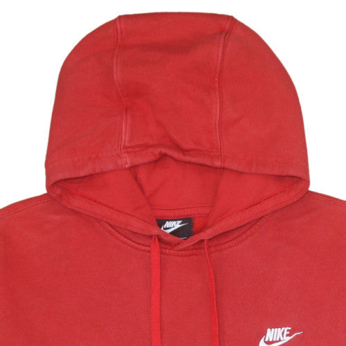 Nike Men's Red Pullover Hoodie L Fleece Sports Logo Sweatshirt